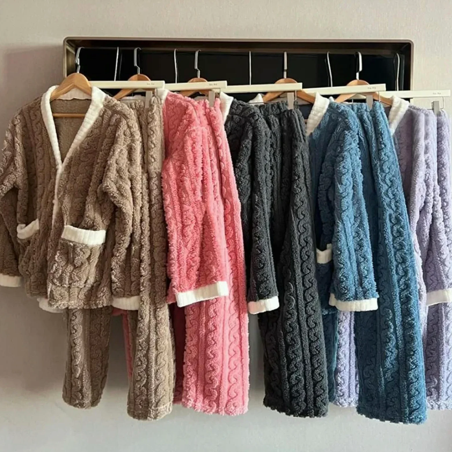 MdybF Pijama Mujer Mujeres Pajamas Sets Autumn Winter Winter Cálido Espeso Homewear De Manga Larga Cartoon Sleepwear Pajamas Traje