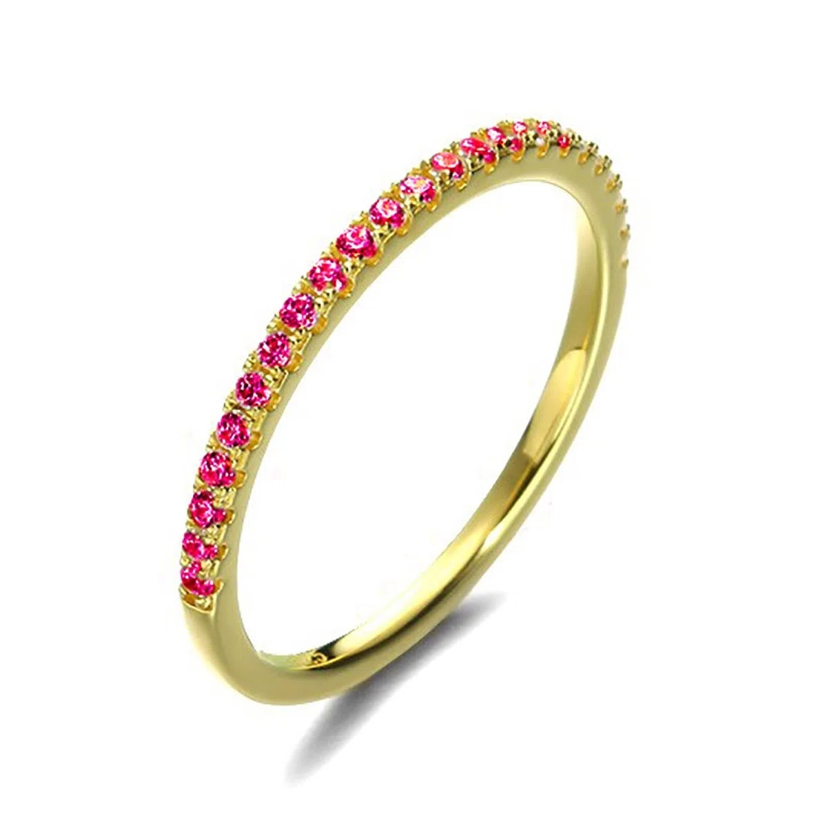 Anillo de boda Au 375/585/750, oro con rubí rojo, eterno