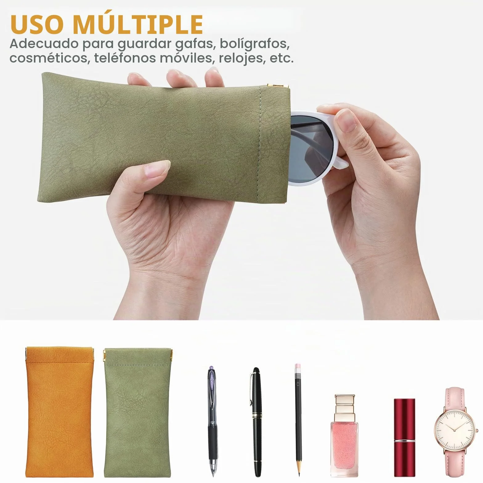 Molshine 2 uds Estuche suave para gafas de sol Portátil de cuero