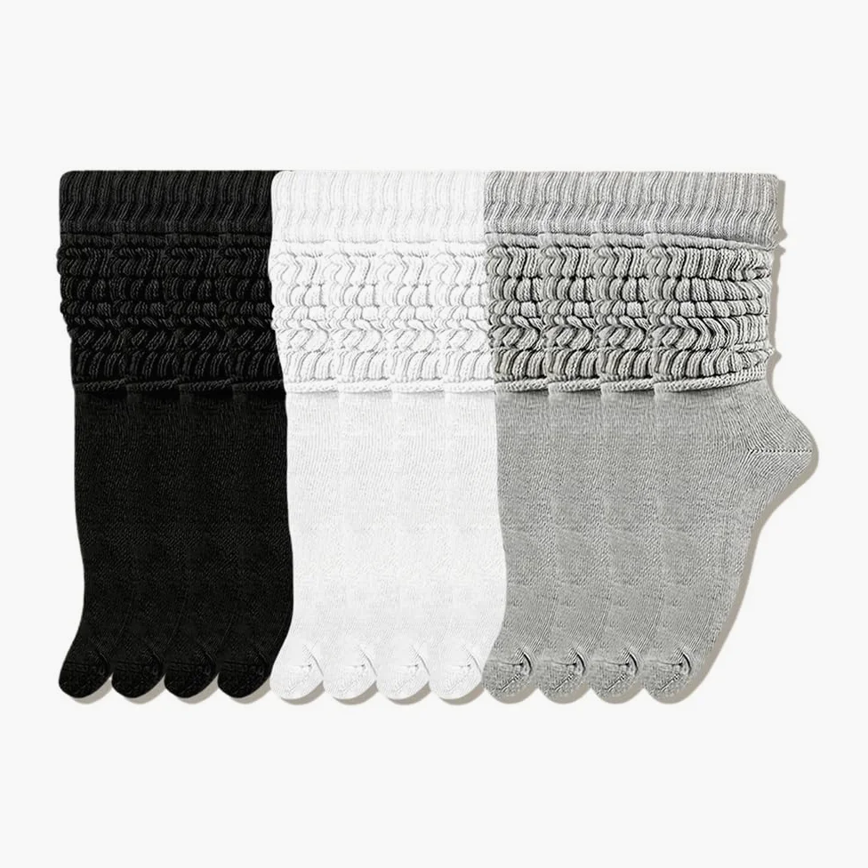 6 pares de calcetines de media pantorrilla gruesos de punto térmico para mujer, bonitos calcetines largos sueltos holgados para primavera, otoño e invierno