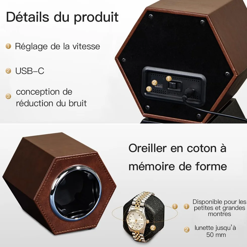Caja giratoria automática para relojes con motor Mabuchi silencioso, 2 modos de funcionamiento