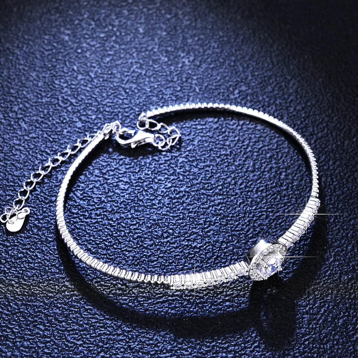 Pulsera para mujer, pulsera ajustable con diamantes creados, oro blanco de 9/14/18 quilates y PT950