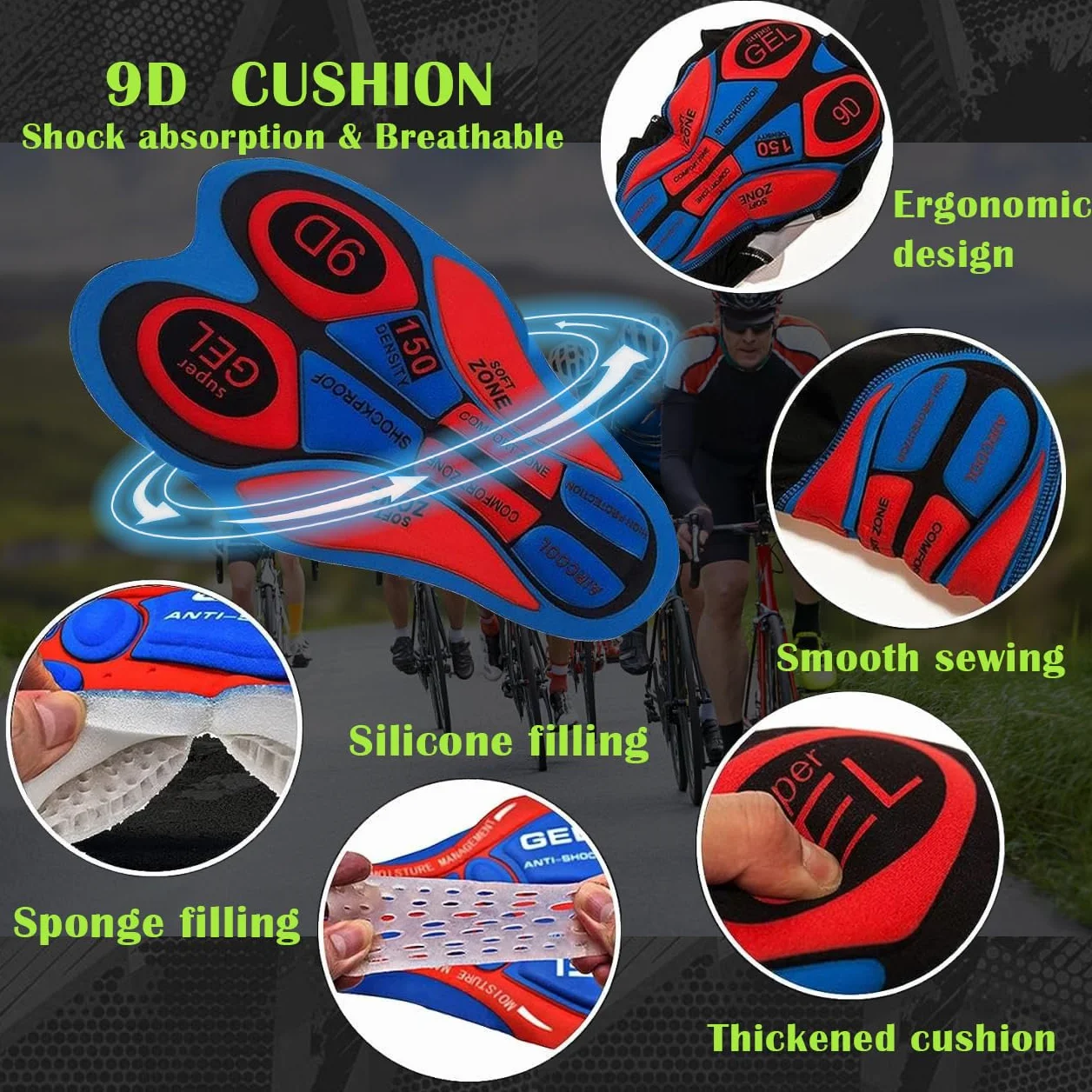 Conjunto de Traje de Triatlón de Manga Corta para Hombre,Traje de Ciclismo de Secado Rápido Mono Racing,Traje de Ciclismo Acolchado de una Pieza para,Ciclismo,Carrera,Natación