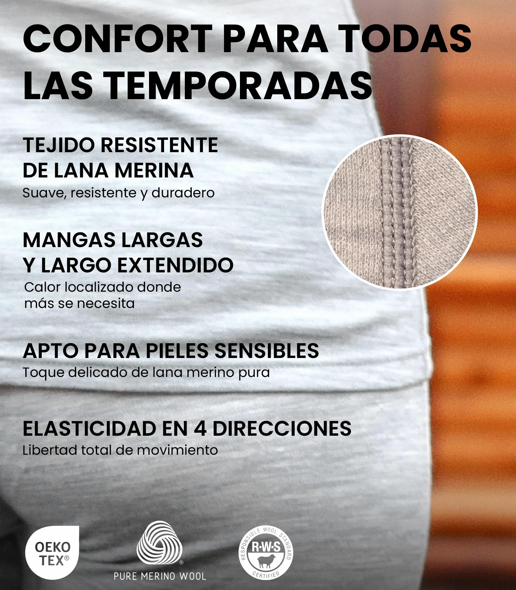 Merino.tech Conjunto Lana Merino Mujer - Lana Merino con Calcetines | Capa media (midlayer) aislante, antiolores, no pica, secado rápido, para viajes y deporte