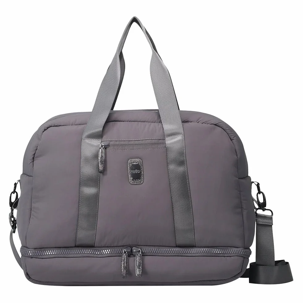 TOTTO - Bolsa de Viaje, Modelo Pixie M, Capacidad 23 L, Compartimento Principal, Bolsillo Inferior para Zapatos, Asa de Mano, Correa Larga y Ajustable, Ligera y Resistente, Color Gris