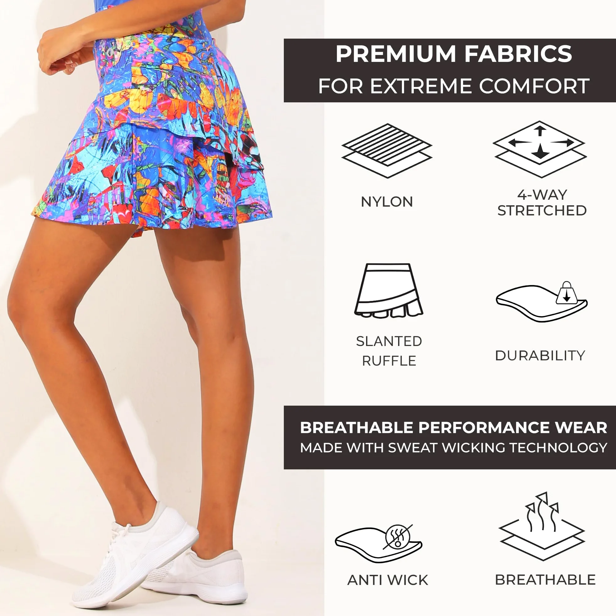 Dona Jo Glide - Falda para mujer, falda atlética de golf, pantalones cortos y bolsillos, falda de tenis, falda de uso activo