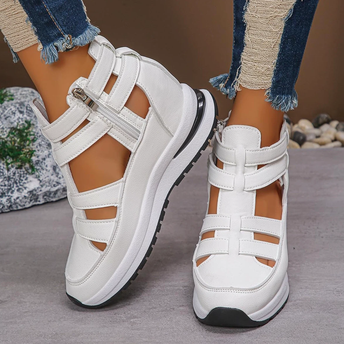 Sandalias para mujer, transpirables, sandalias de tacón para mujer, sandalias de punta cerrada, sandalias romanas de gladiador de verano