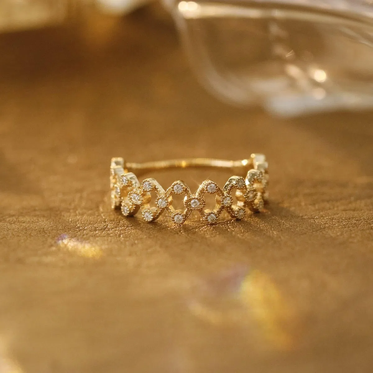 Anillo de boda de oro amarillo de 9 K/14 K/18 K con moissanita, anillo solitario hueco vintage