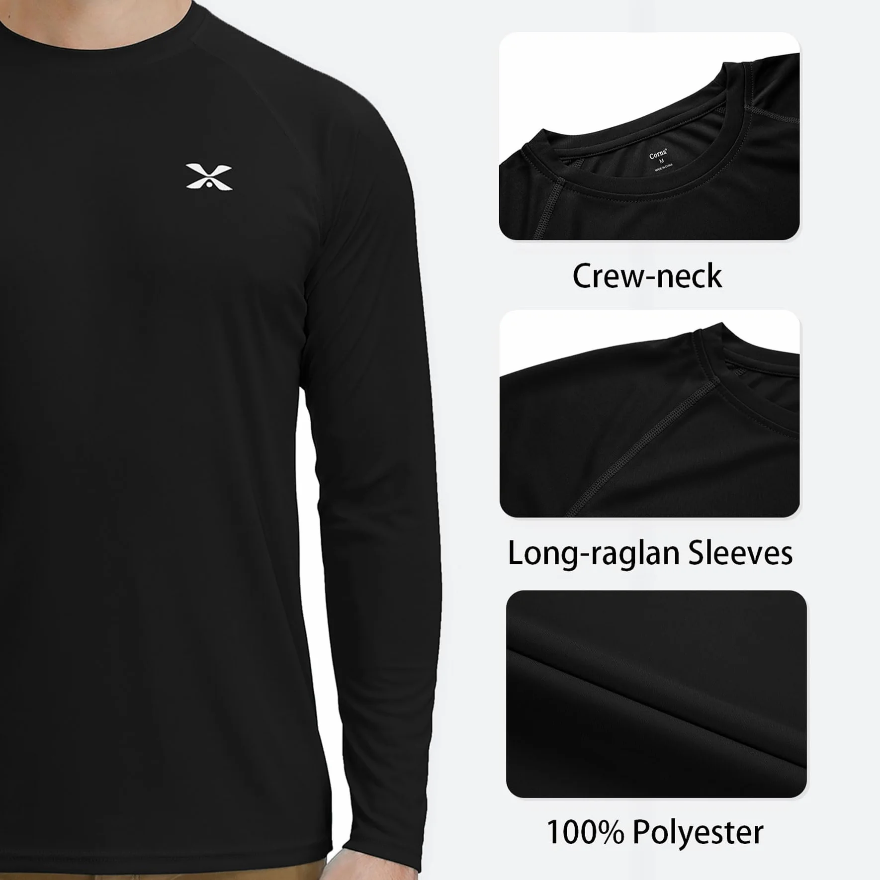 MOHEEN Camiseta de manga larga para hombre con protección solar UPF 50+, de secado rápido, para senderismo, pesca, natación, tallas M-3XL