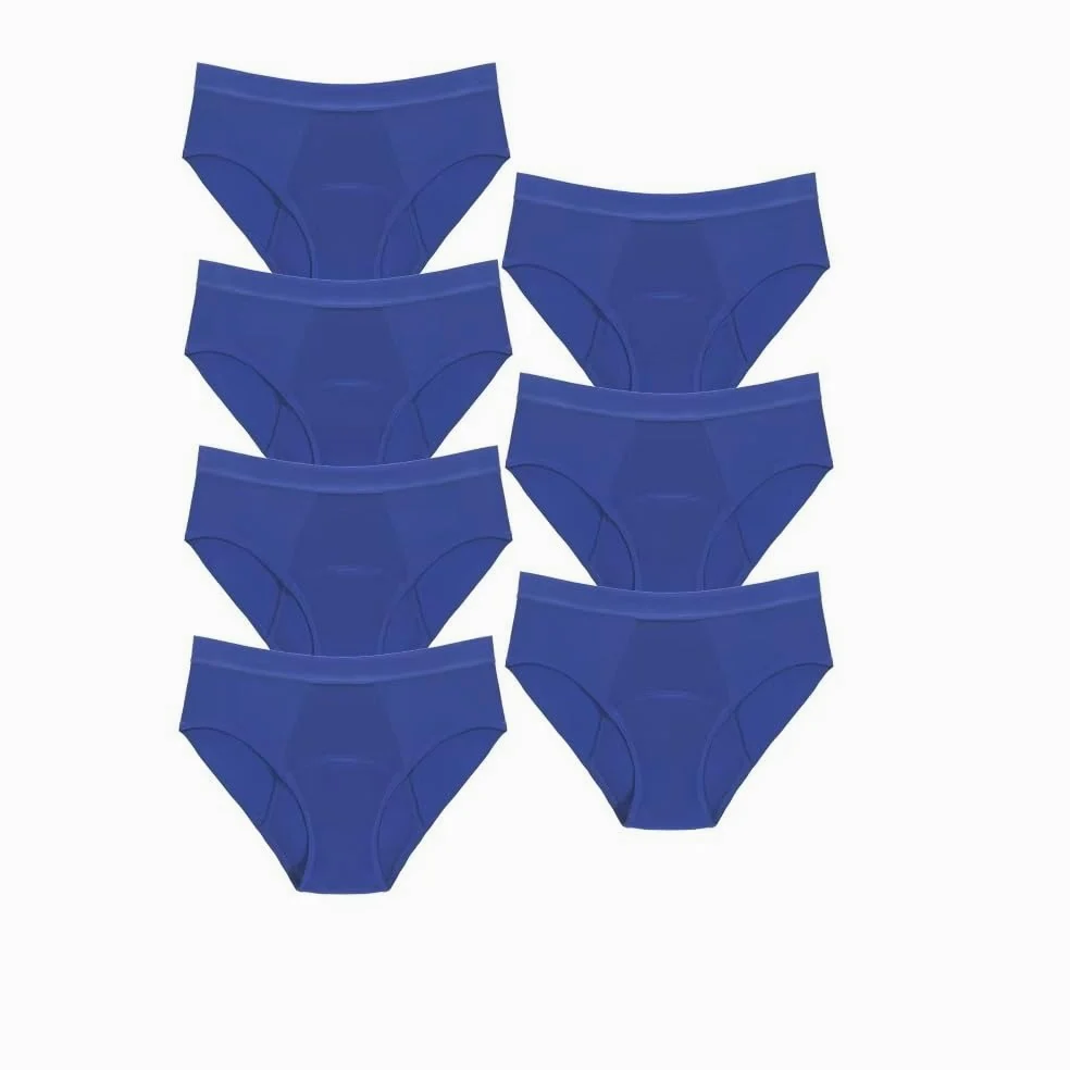 Ropa Interior de Algodón para La Menstruación Bragas para El Período Protección Adicional A Prueba de Fugas Bragas Cómodas Bragas Elásticas Paquete de 7 Azul 6Xl