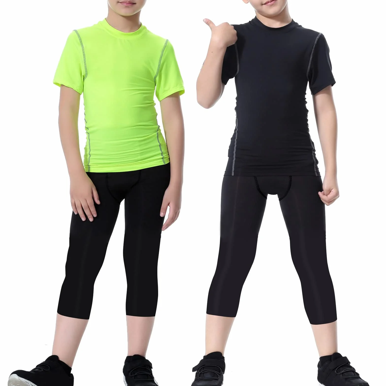 Legginsy kompresyjne dla dzieci 3/4 Sportowe Capris do biegania treningowe