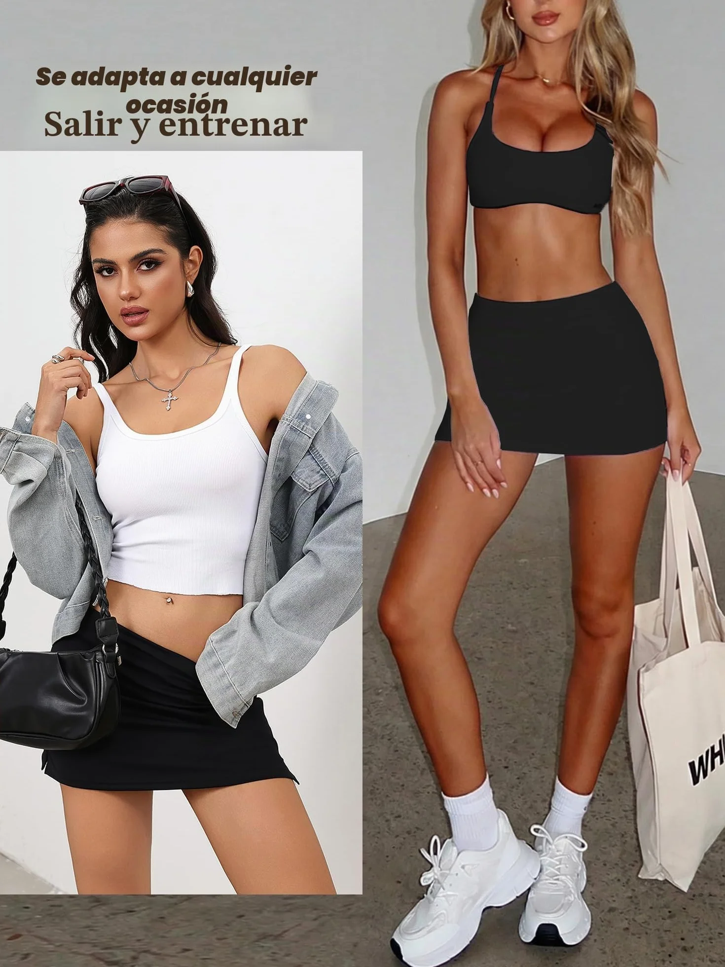 Danysu Minifalda elástica de cintura baja con pantalones cortos con abertura lateral para deportes de uso diario