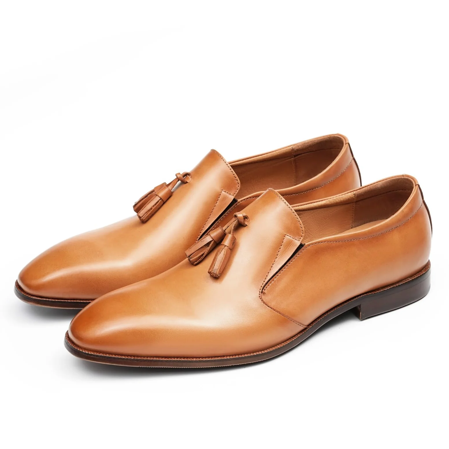 Mocasines Casuales con Borlas para Hombre Zapatos Bajos Slip On en Cuero Genuino