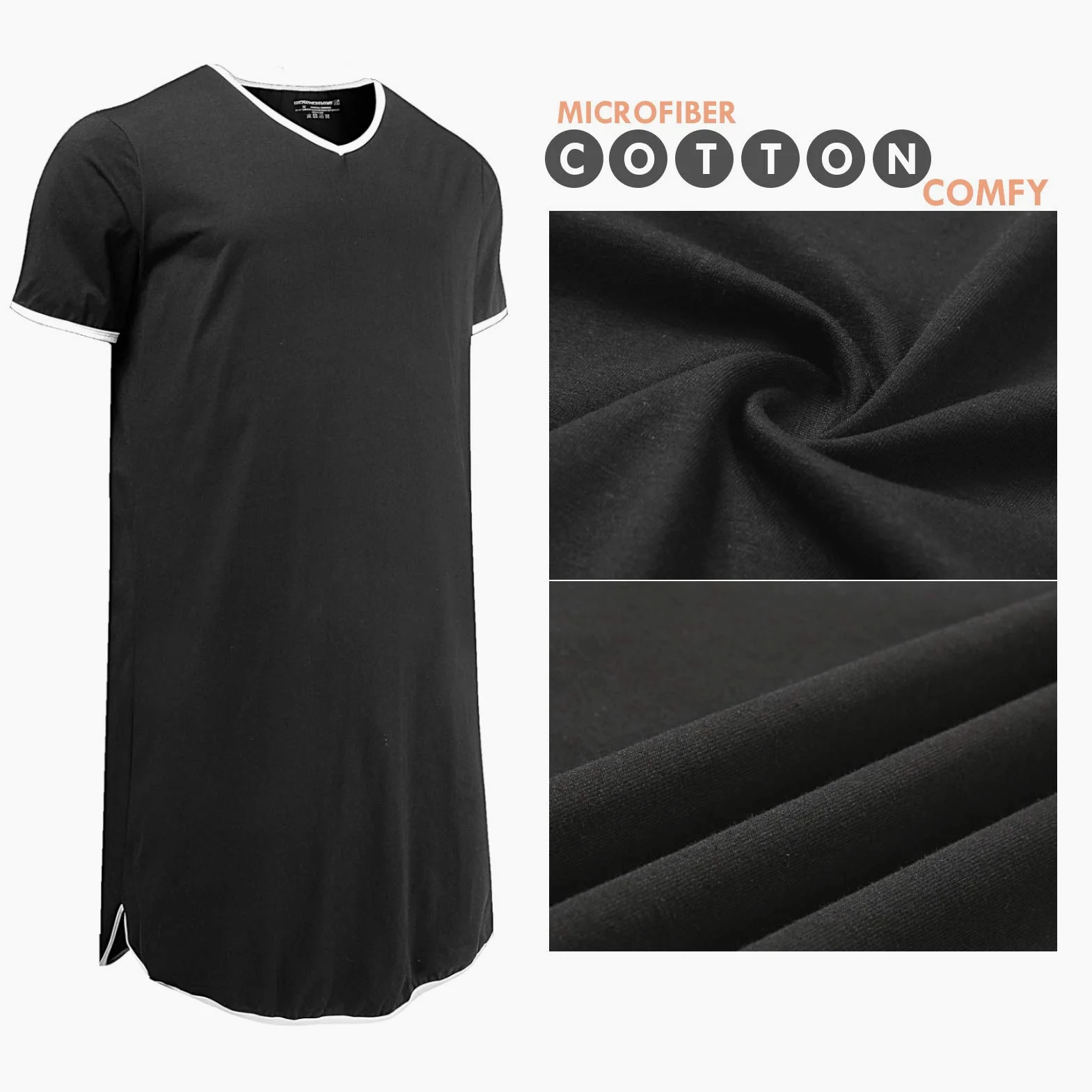 Camisón de algodón para hombre, ropa de dormir cómoda, ropa de dormir suelta, batas de pijama