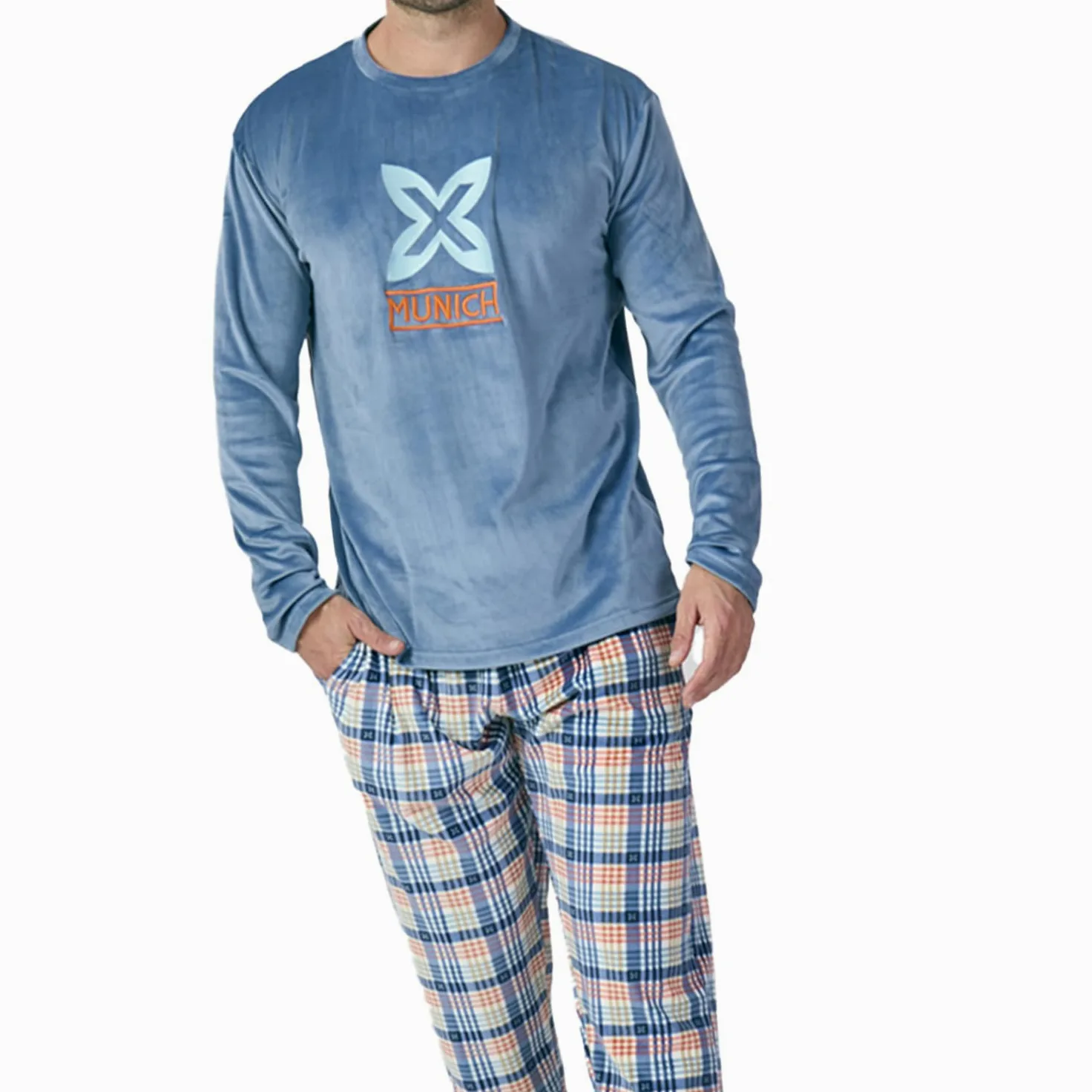 Munich Pijama Terciopelo Manga Larga MU3 para Hombre