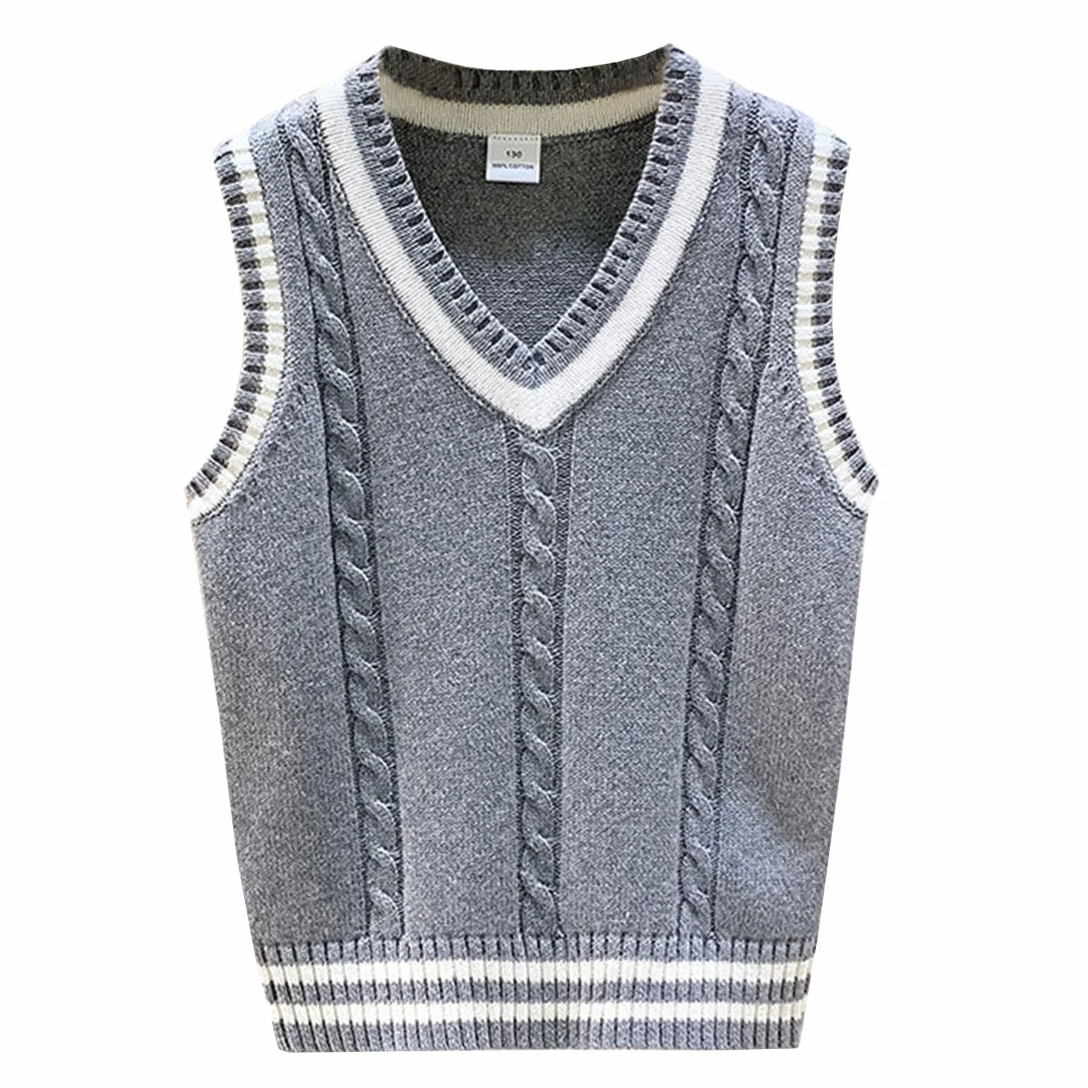 Chaleco de Punto sin Mangas Cuello en V Uniforme Escolar Niños Niñas 2-15 Años