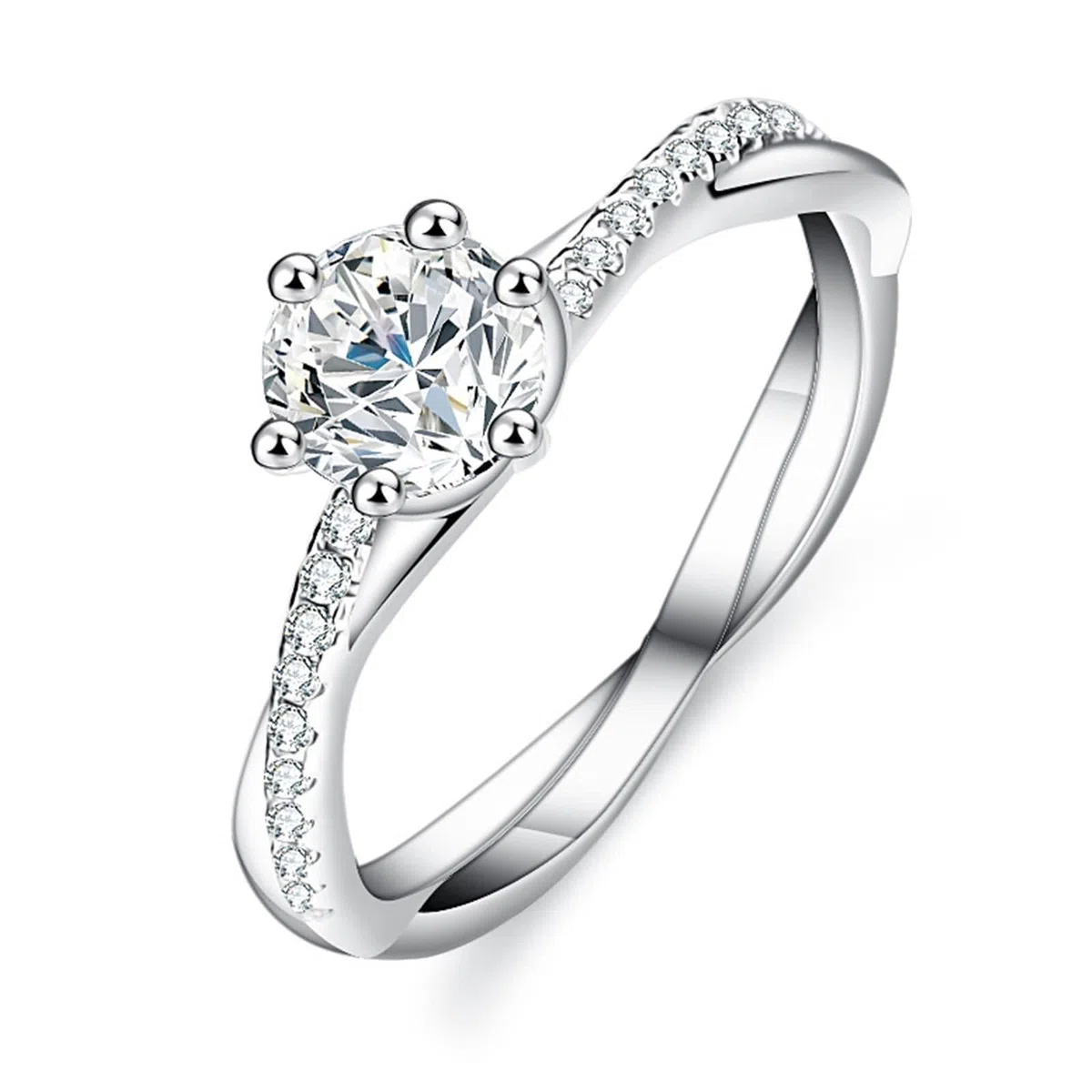 Anillos de compromiso para mujer, oro blanco, solitario de oro real con moissanite de 1 ct, anillo de boda de oro para mujeres