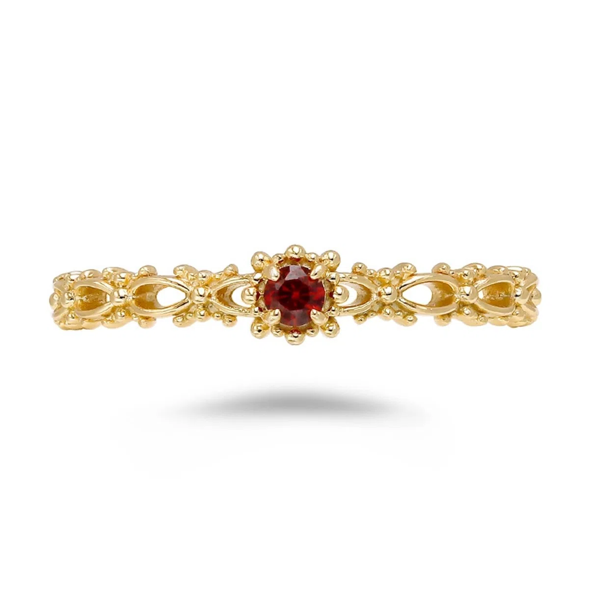 Anillo de compromiso de oro amarillo Au 375/585/750 con rubí de laboratorio, clásico, retro