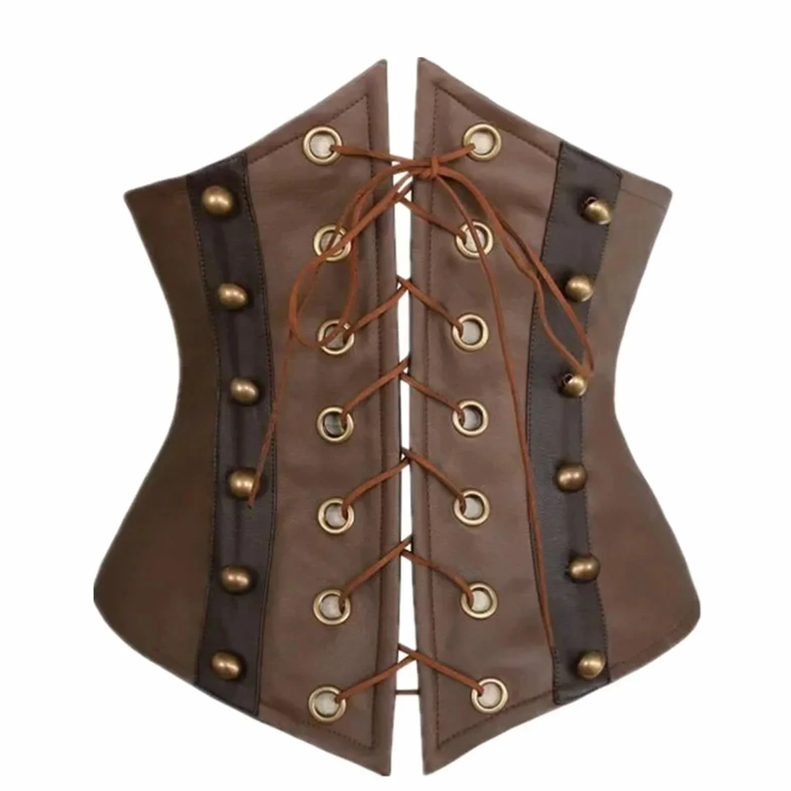 Corsé for Mujer, Estilo Vintage marrón, de Piel sintética, bajo el Busto, Adelgazante, Moldeador Cintura, cinturón para Toda OcasióN(L)