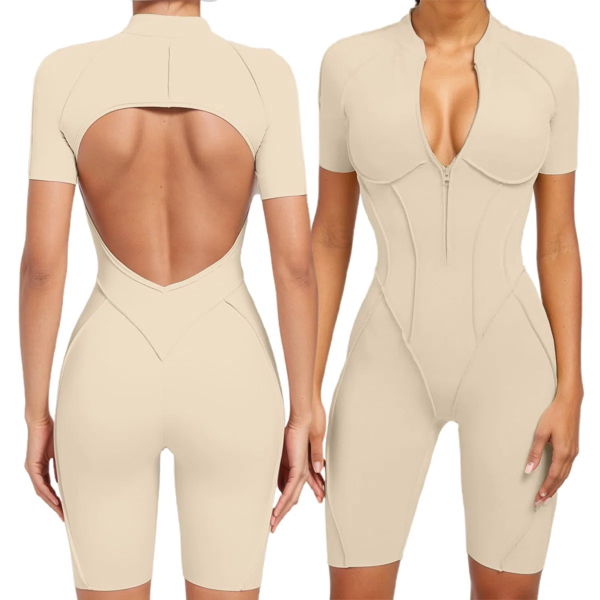 Generisch Conjunto de yoga de una pieza para mujer, sexy, sin espalda, mono