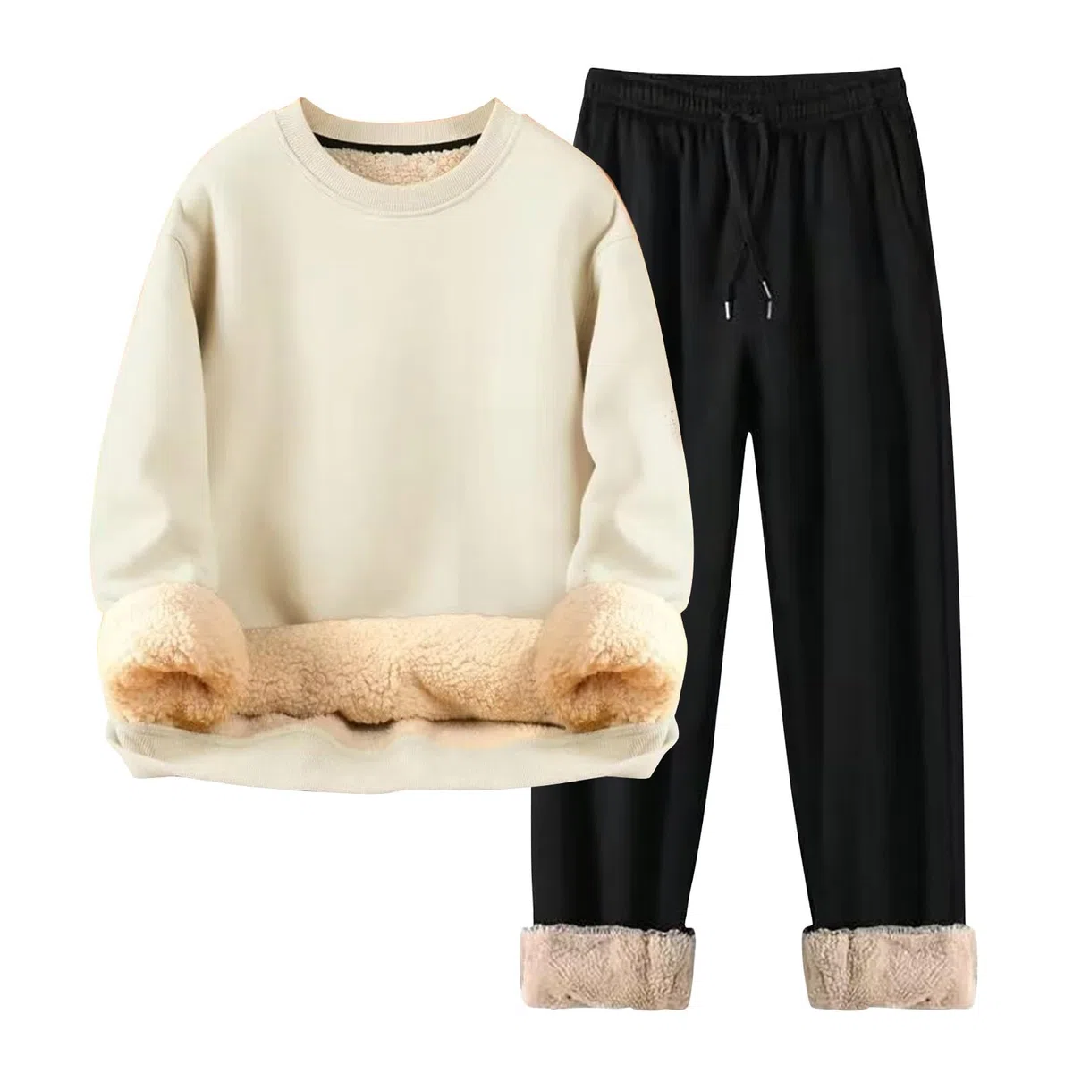 Conjunto de sudadera con capucha y pantalón deportivo de cuello redondo