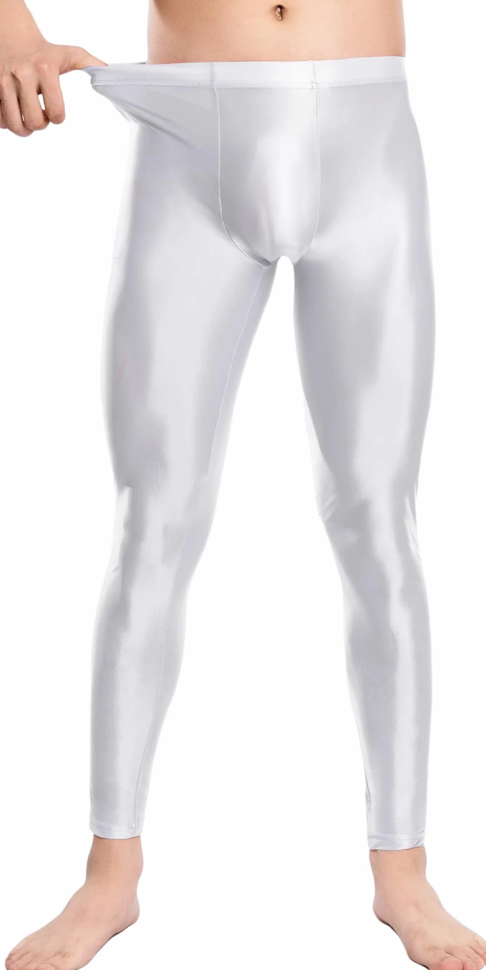 FEOYA Pantalones de compresión para hombre, elásticos, de nailon, suaves, para yoga, correr, gimnasio, entrenamiento