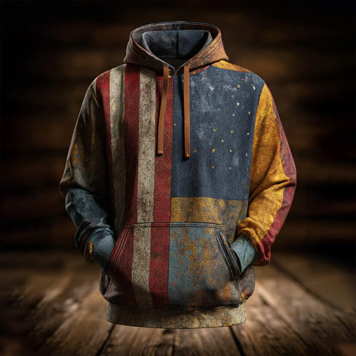 Sudaderas Hombre Deportivas Sudadera Informal con Capucha Y Bandera Estadounidense para Hombre, De Manga Larga, Mensaje Adoración A Dios, Estilo Retro, Texto (Navy, XXXXL) Ropa