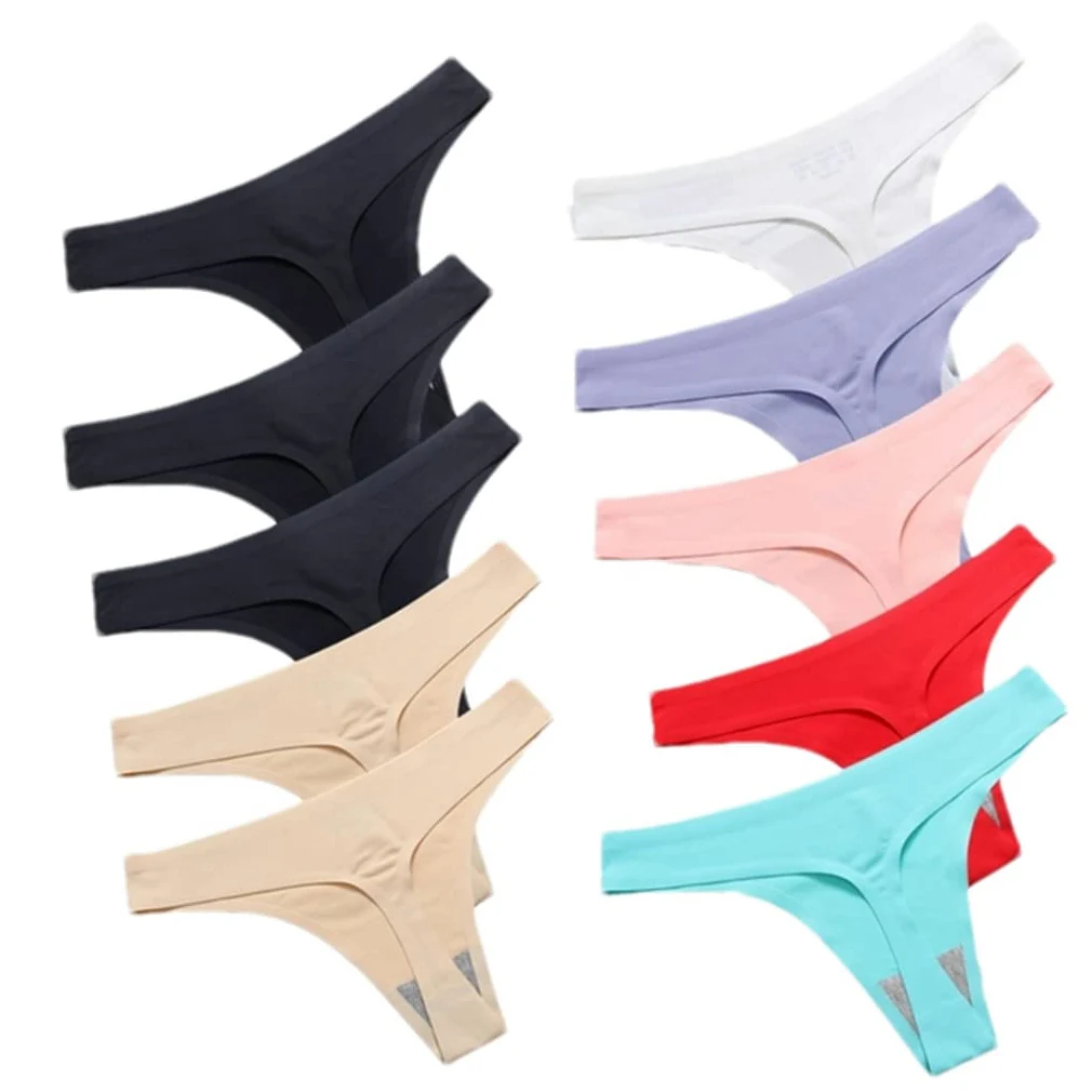 keusyoi 10 piezas de ropa interior sexy de seda fina tanga talla grande negro rojo señoras tangas bragas