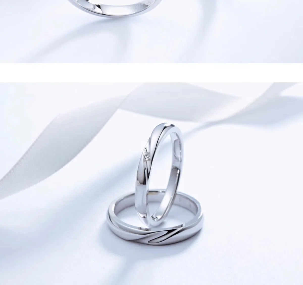Wycian Anillos Boda Hombre Anillos Mujer Plata Oro Blanco de 14 Quilates Polaco Talla 20 Sólido No Chapado Moda para Hermana Cumpleaños Joyas