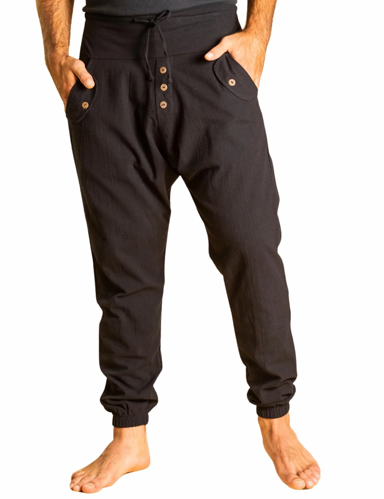 Pantalones Aladino Algodón Cómodos Estilo Harem Ancho Ligero Ajuste Cordón Cintura Elástica Verano Hombre Mujer