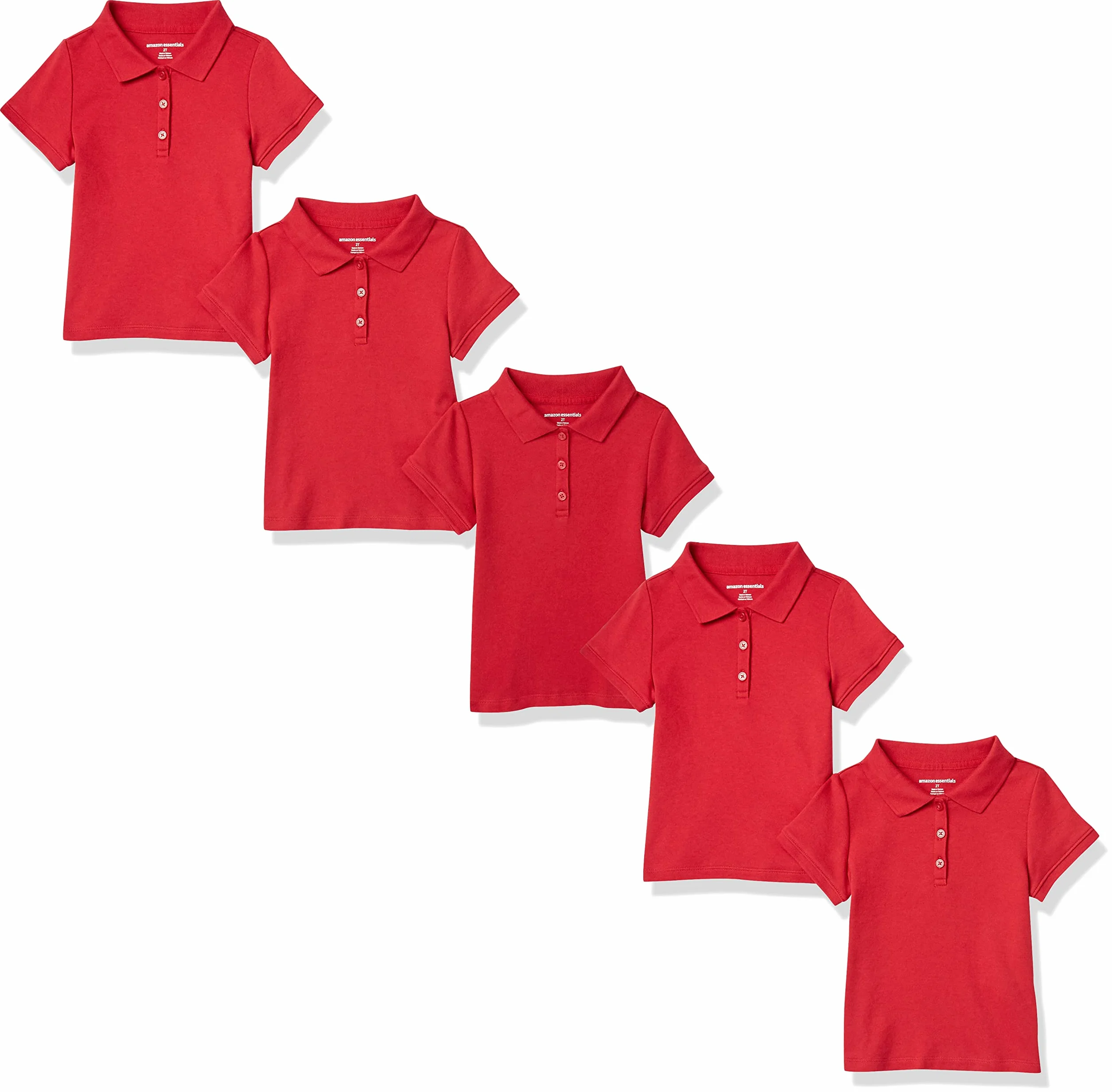 Amazon Essentials Niñas Polo de Uniforme de Doble Punto y Manga Corta