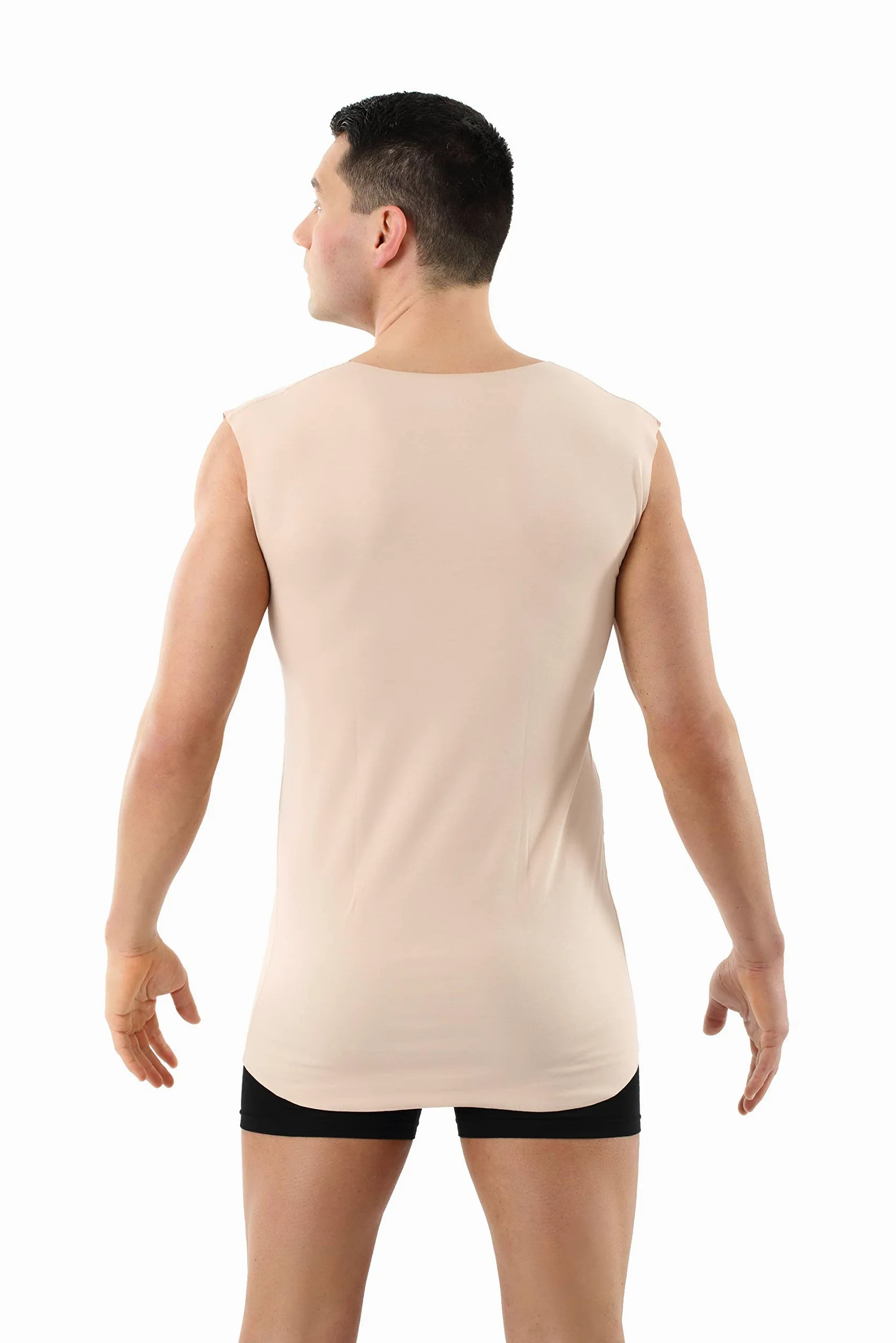 ALBERT KREUZ Camiseta Interior Invisible sin Mangas en Tejido algodón Elastico Clean Cut sin Costuras con Cuello en V Profundo Color Piel