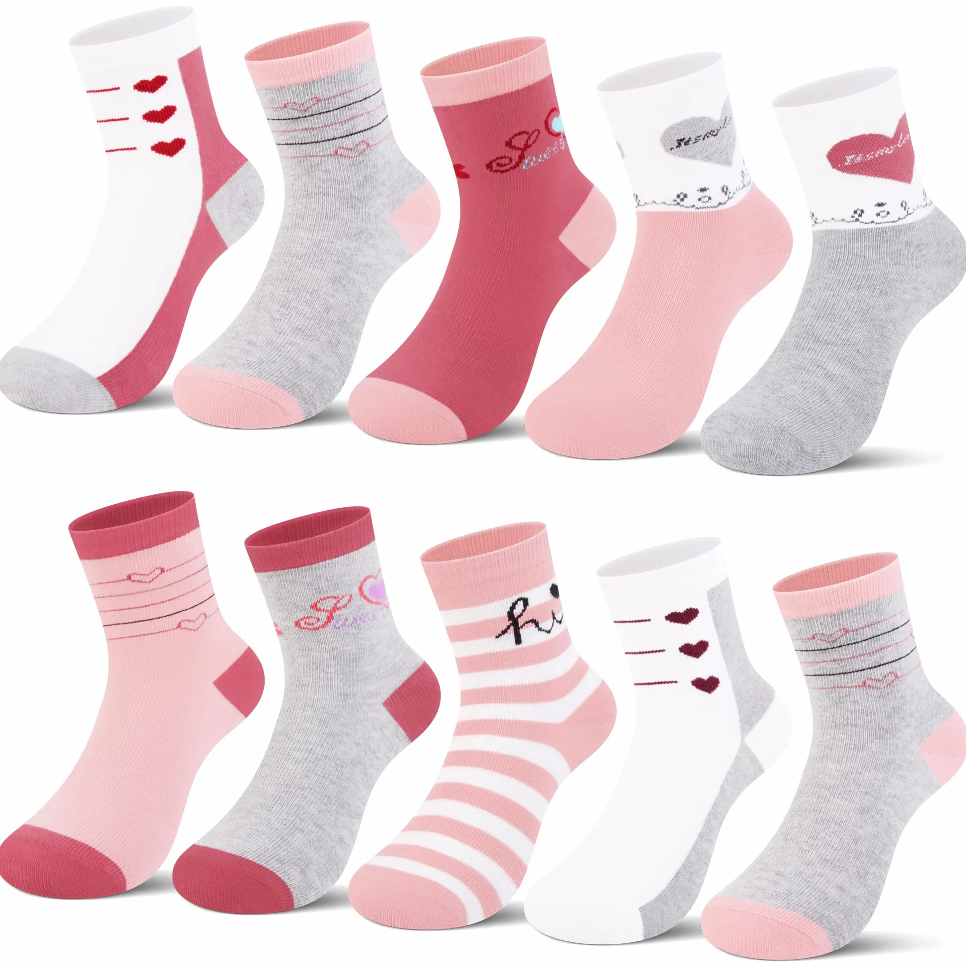 L&K-II 10 pares de calcetines para niñas y niños hechos de algodón al azar para niños con patrón lindo Calcetines para zapatillas de deporte para niños pequeños coloridos 2823