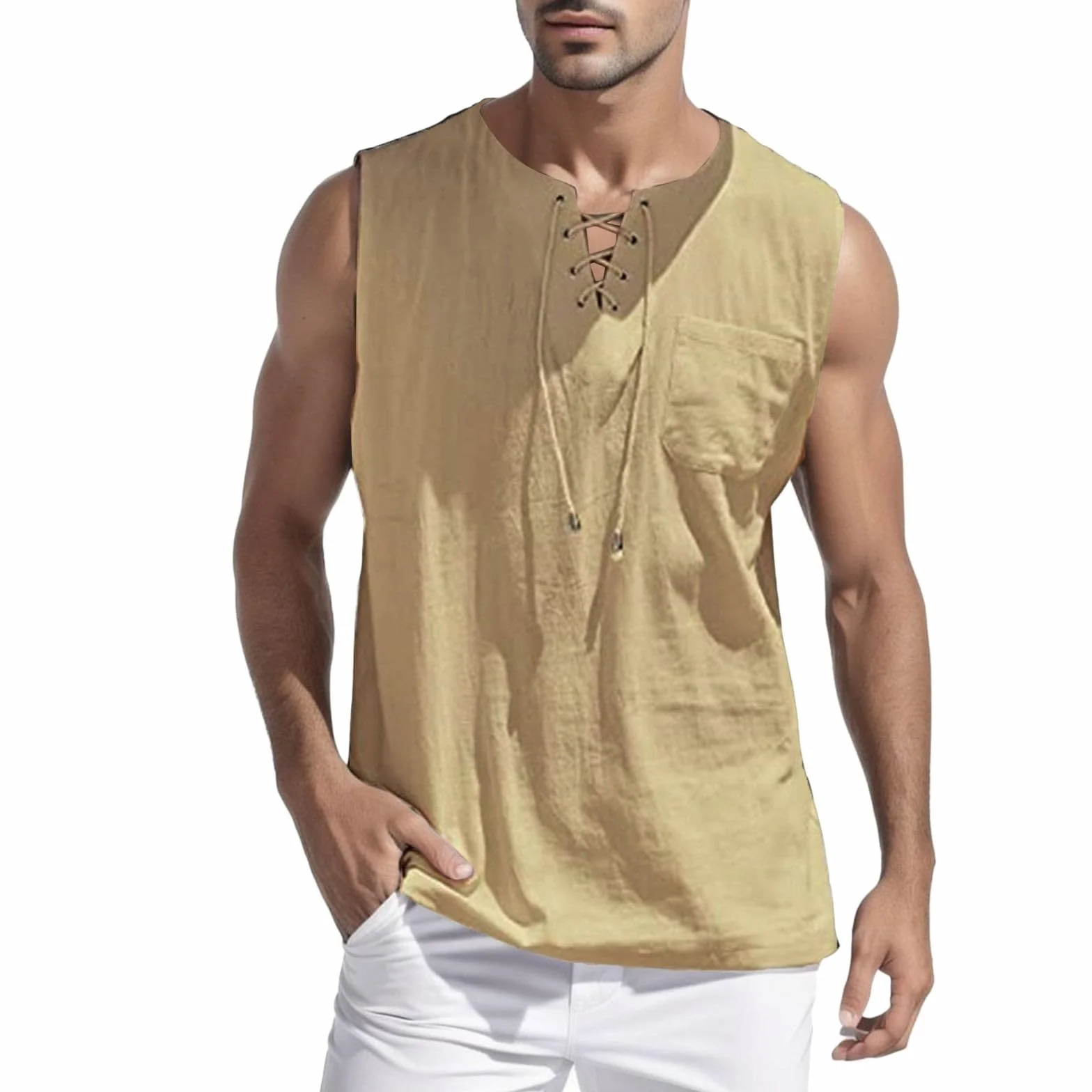 Jersey para hombre de gran tamaño, camiseta de tirantes para verano, cuello redondo, sin mangas, ropa de calle festiva, camiseta ligera transpirable, moda de verano, camiseta interior básica