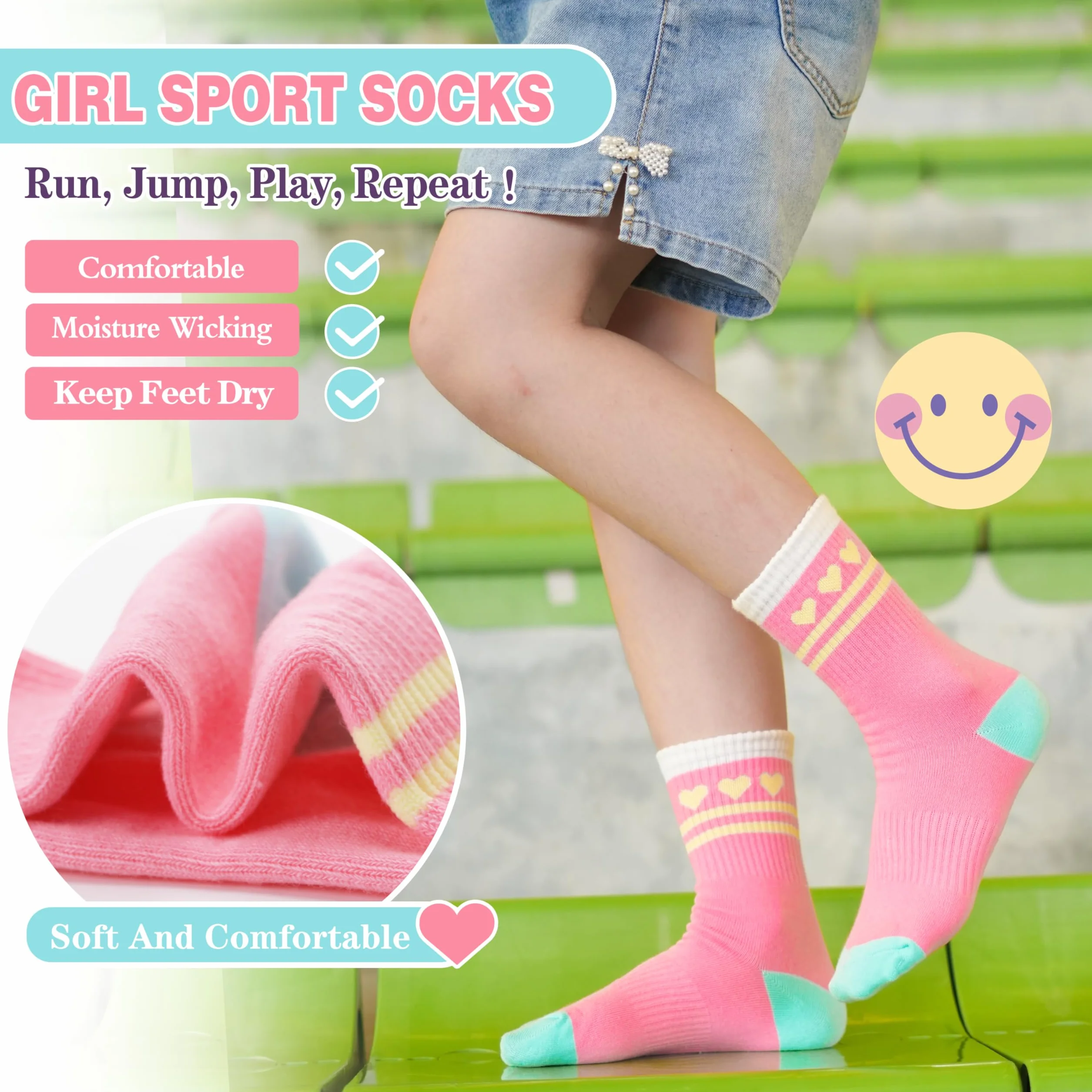 Sandsuced 6 pares calcetines atléticos niñas niños baloncesto deportes algodón respirables suaves actividades aire libre