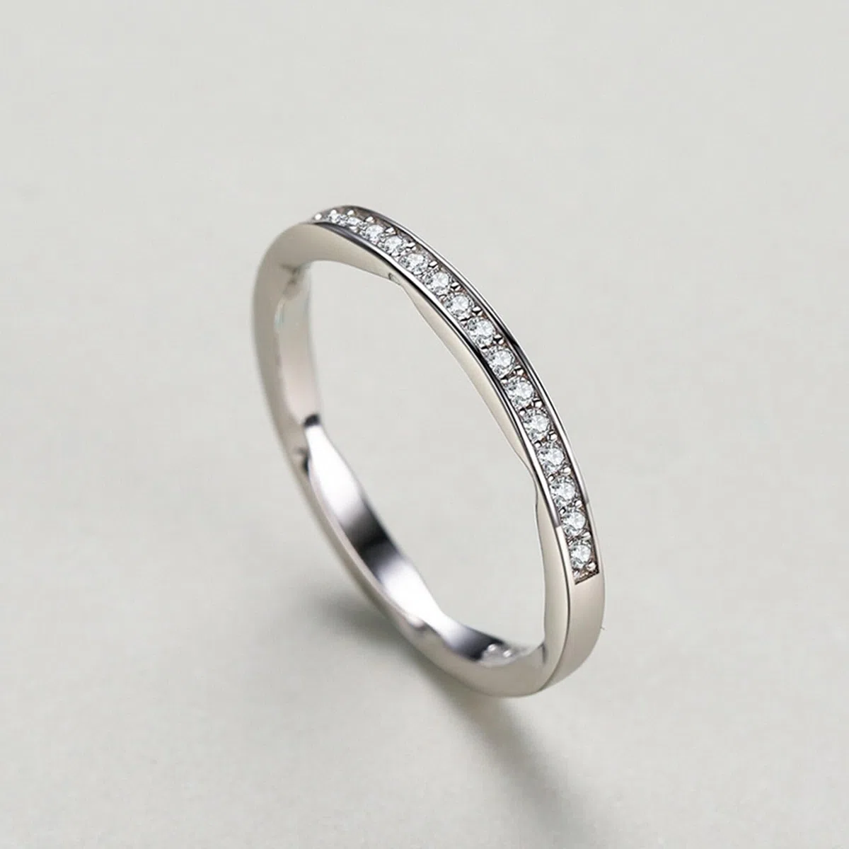 Anillo de oro blanco, diamante cultivado en laboratorio, anillos de compromiso, oro real, alianzas de media eternidad, anillo de oro para mujer