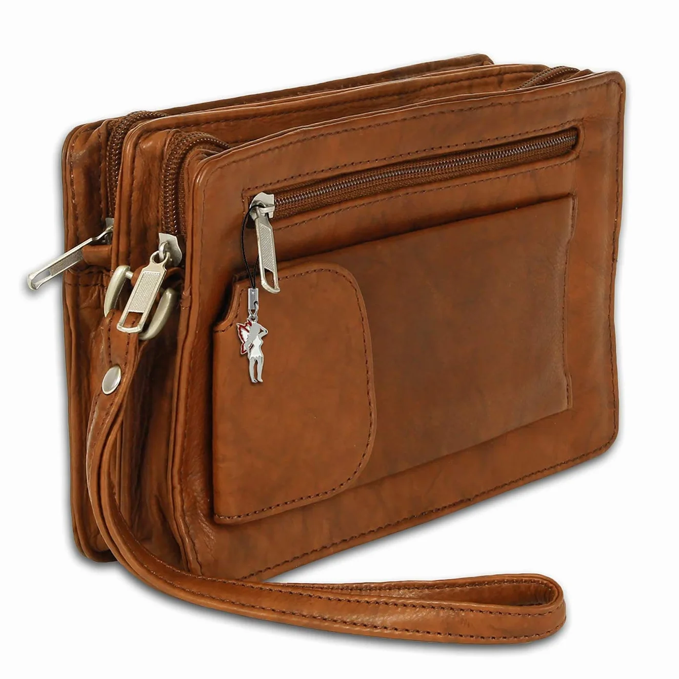 DrachenLeder Bolso de Muñeca Hombres de Cuero Marrón Beige Bolsillo Teléfono Móvil OTJ512C Una Oferta de IMPPAC, Tan, Marrón, medium, Elegante