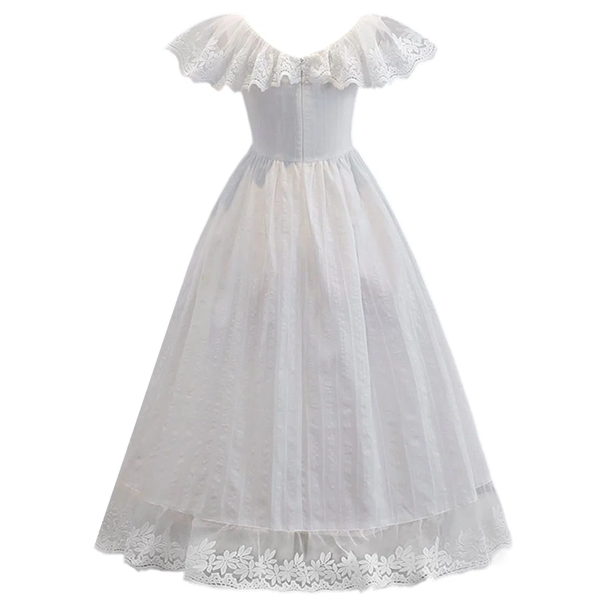 Generisch Vestido de niña de estilo francés suave, blanco, con un solo hombro, adecuado para niños de 8 a 13 años