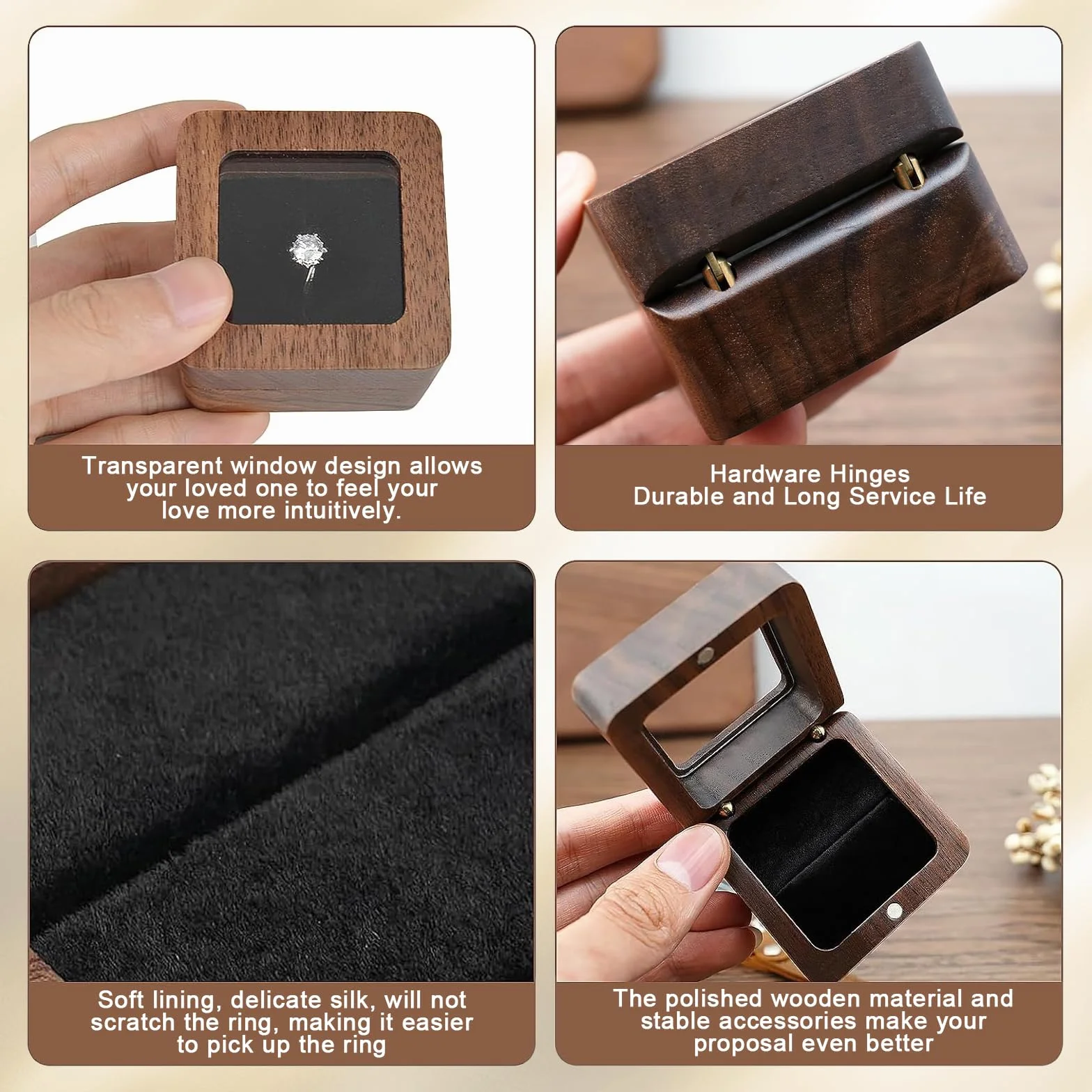 Caja Anillo Joyero Pequeño Cuadrada 5.5x5.5x4cm 2 Piezas Cajas Anillos Compromiso Boda