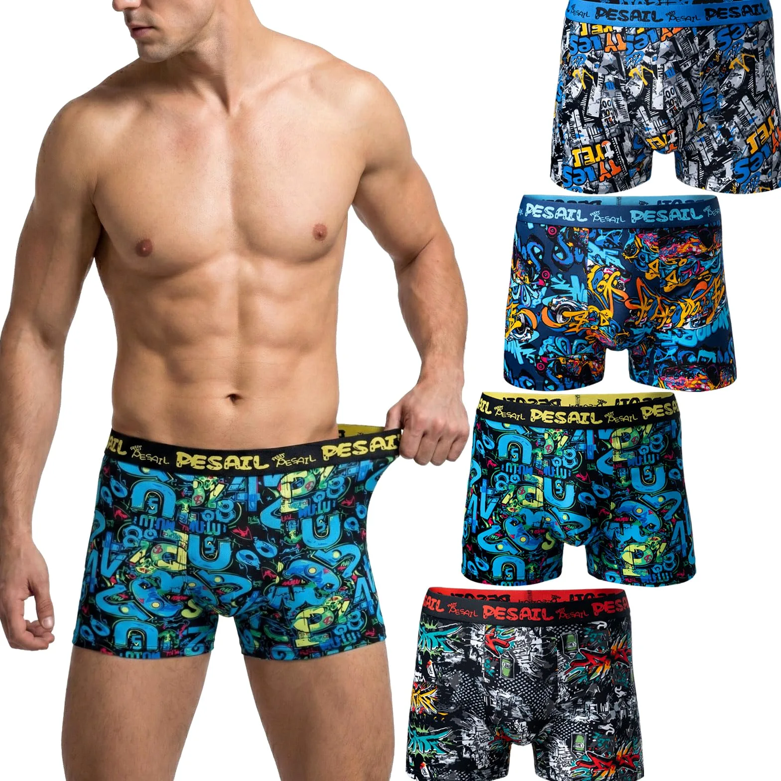 Pack de 8 calzoncillos tipo bóxer para hombre, de algodón y modal, para hombre, retro, ropa interior, diseño divertido