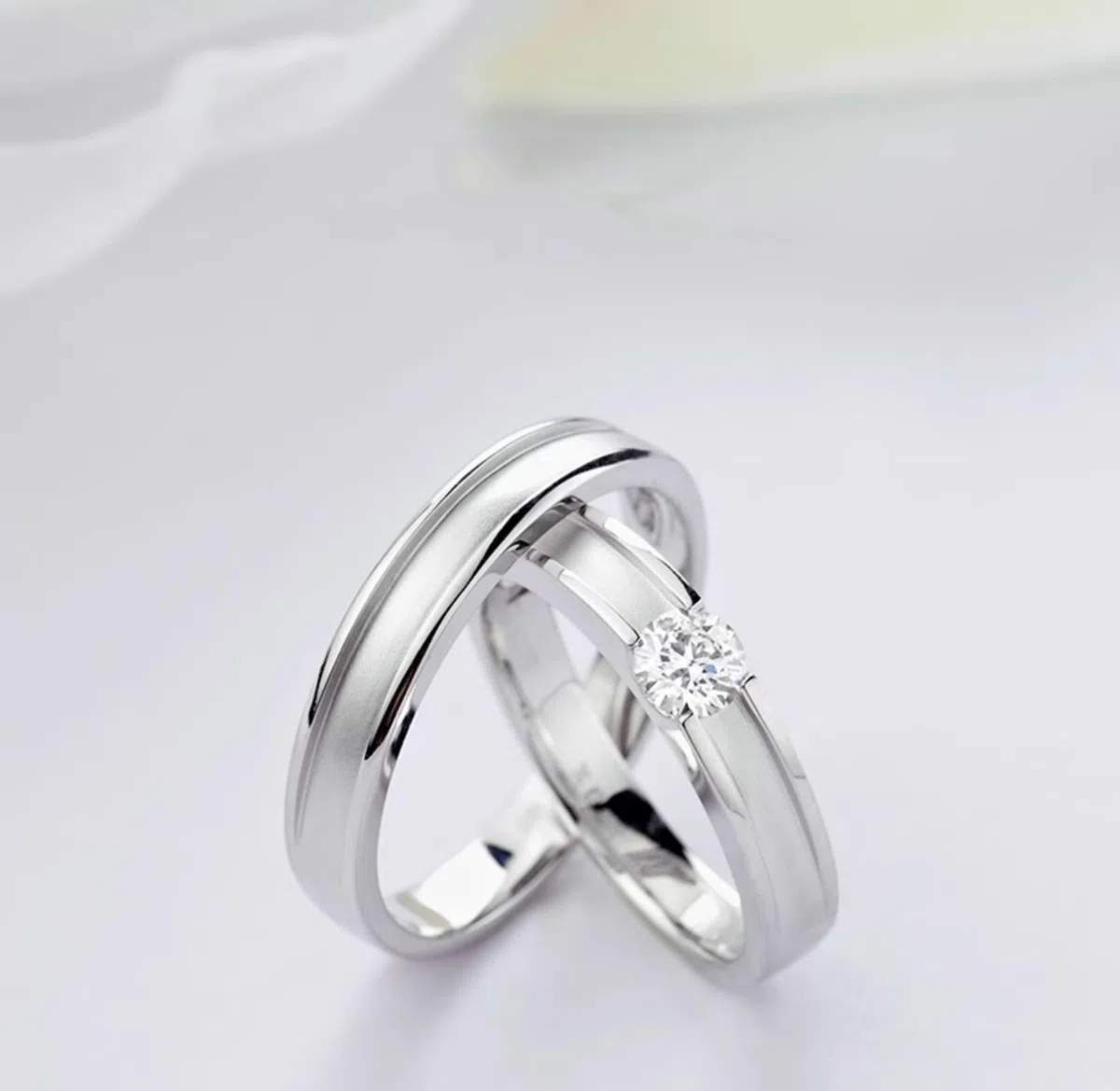 Wycian Anillos de Boda Hombre Anillos Boda Plata Oro Blanco de 14 Quilates Polaco Talla 17 Sólido No Chapado Actualización 3.0 para Esposa Acción de Gracias Joyas