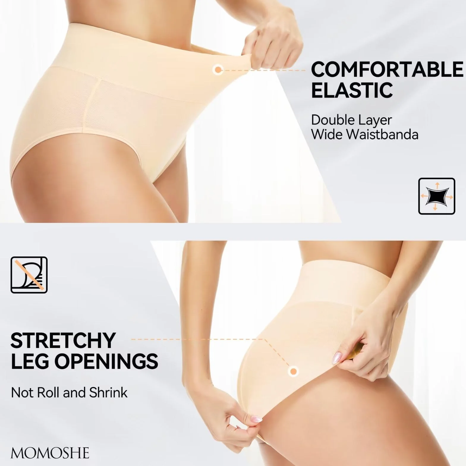 Bragas Mujer Algodón Cintura Alta Pack de 5 Culotte Cómodo Ropa Interior