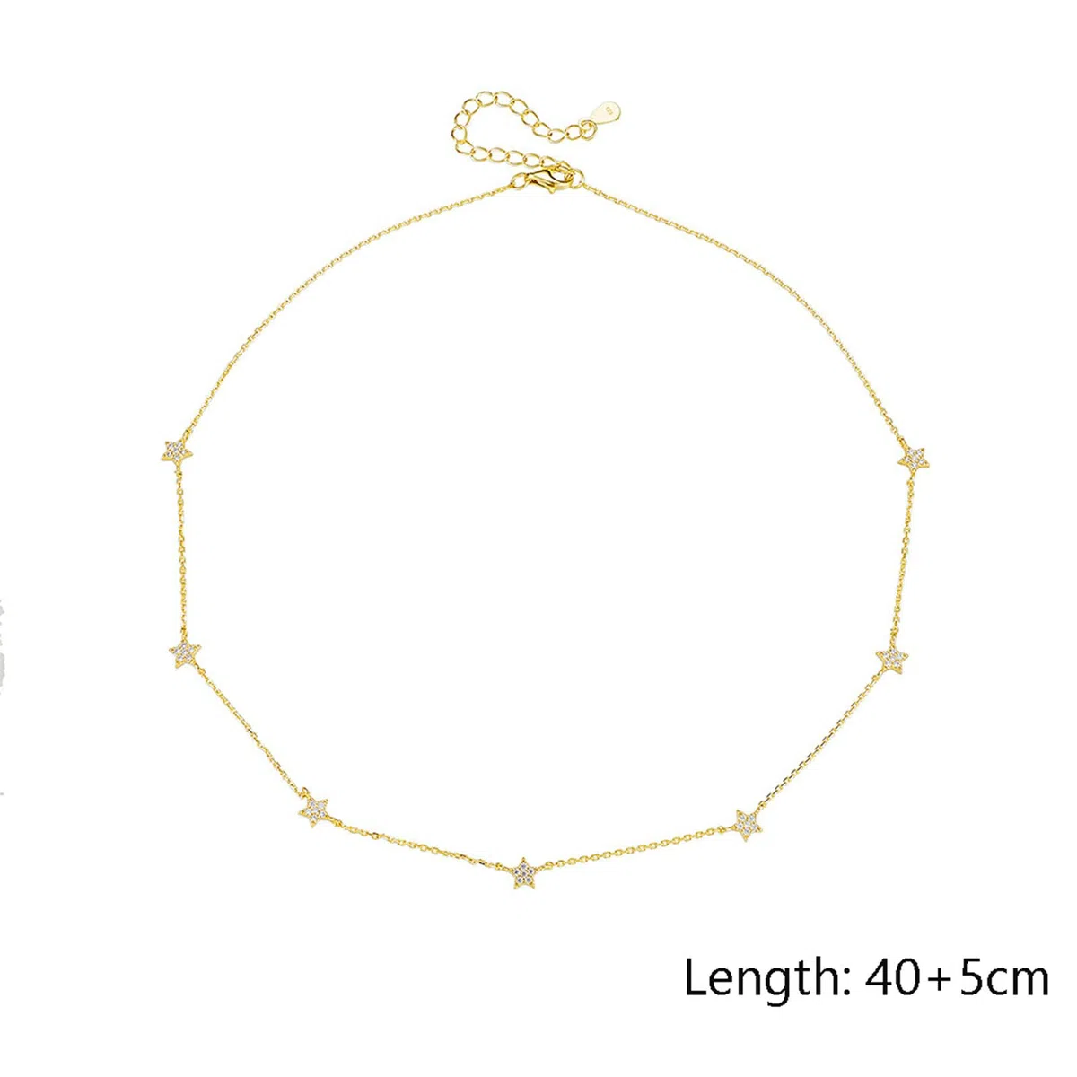 Collar de oro amarillo de 9/14/18 quilates, collares con colgante de estrella con moissanita, collares minimalistas de 38 + 5 cm