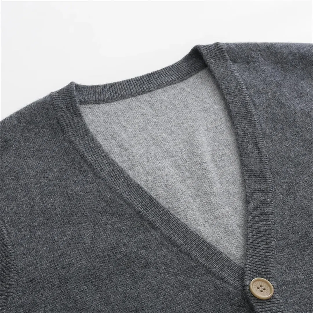 Chaleco de invierno para hombre, de cachemira, informal, de punto con cuello en V