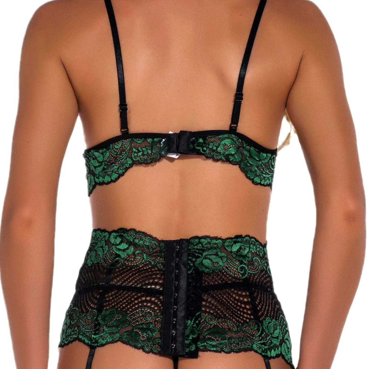 Conjunto de Pijama Sexy divertirse sin quitarse la Ropa Interior (Verde M)
