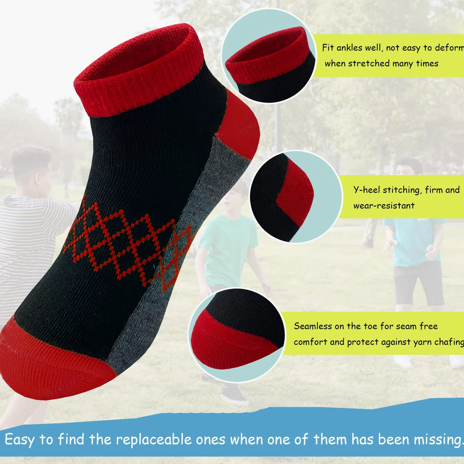 12 pares de calcetines de algodón atléticos de corte bajo para niños pequeños y grandes de 3 a 10 años
