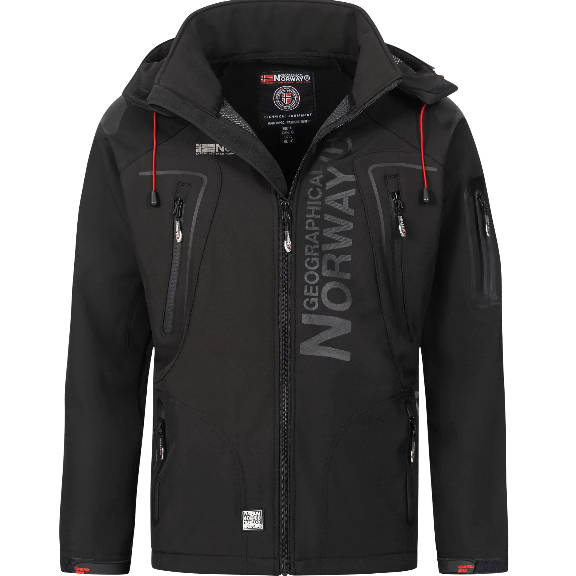 Geographical Norway Tambour Chaqueta Softshell para hombre, negro/negro, M