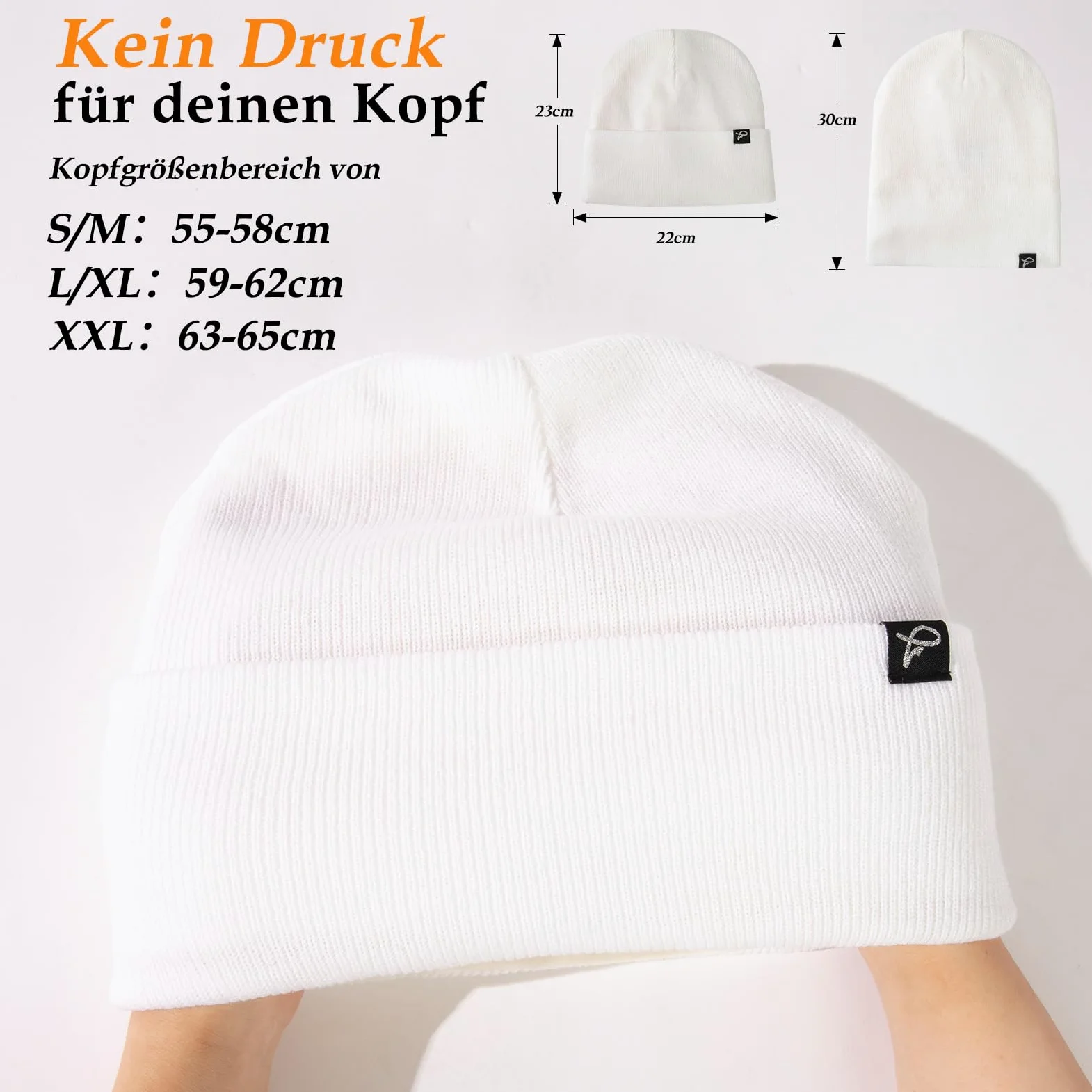 TOP-EX Dryknit - Gorro de invierno impermeable de gran tamaño XL XXL con forro polar para hombre