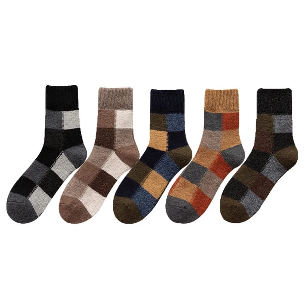 Hombres de Invierno Super más Grueso de Lana cálida Retro frío Calcetines Casuales de Cachemira Calcetines de Nieve Tamaño Masculino 38-45 (Color: 5 Tamaño Mixto: 38-45)