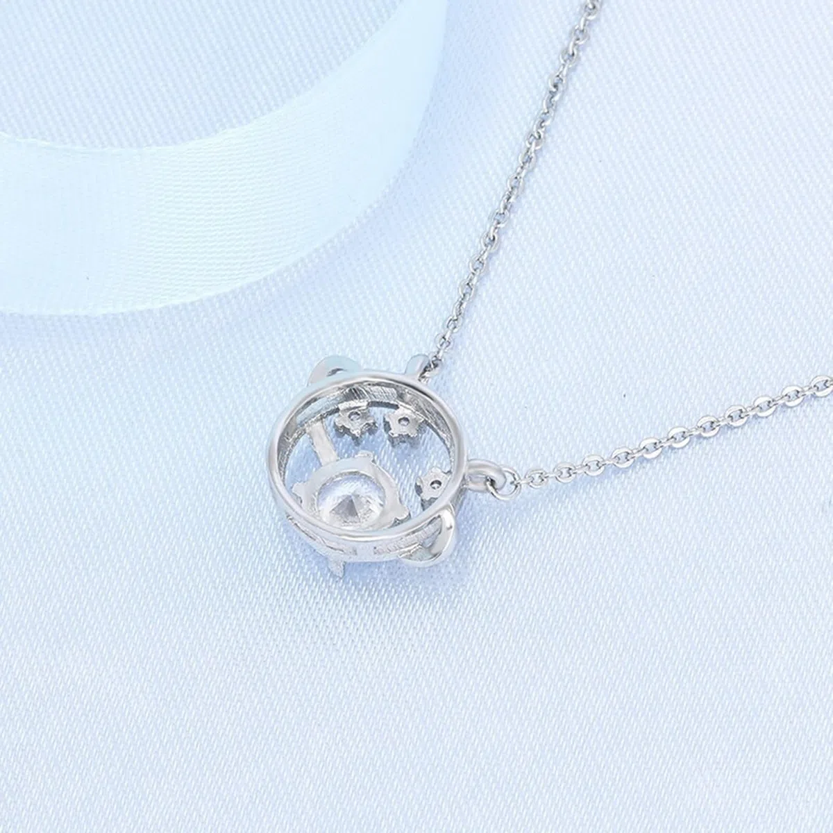 Colgante Collar Oro Blanco Mujer 9K / 14K / 18K, Planeta y Estrella con Diamante Creado y Moissanita, Colgante de Plata de Mujer